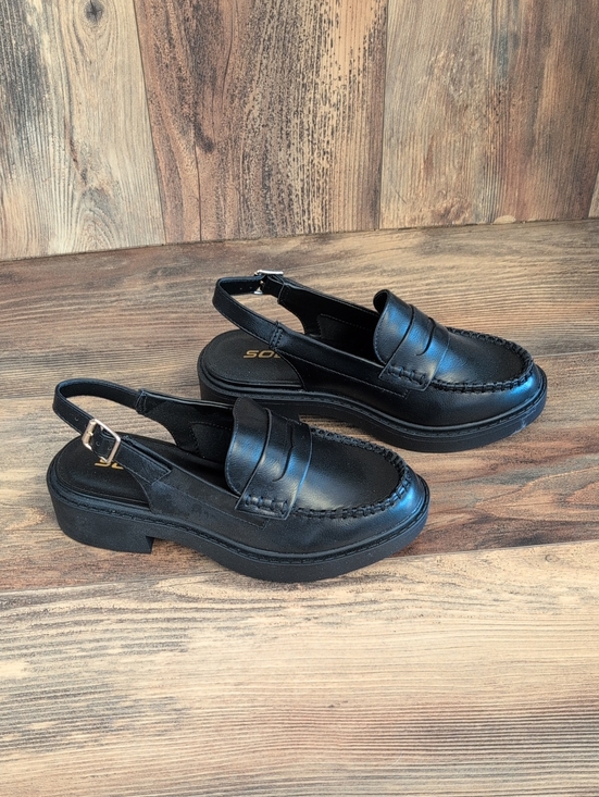 Soda Shoes - Soda Women's Black Slingback Penny Loafer Mule 7M    572A